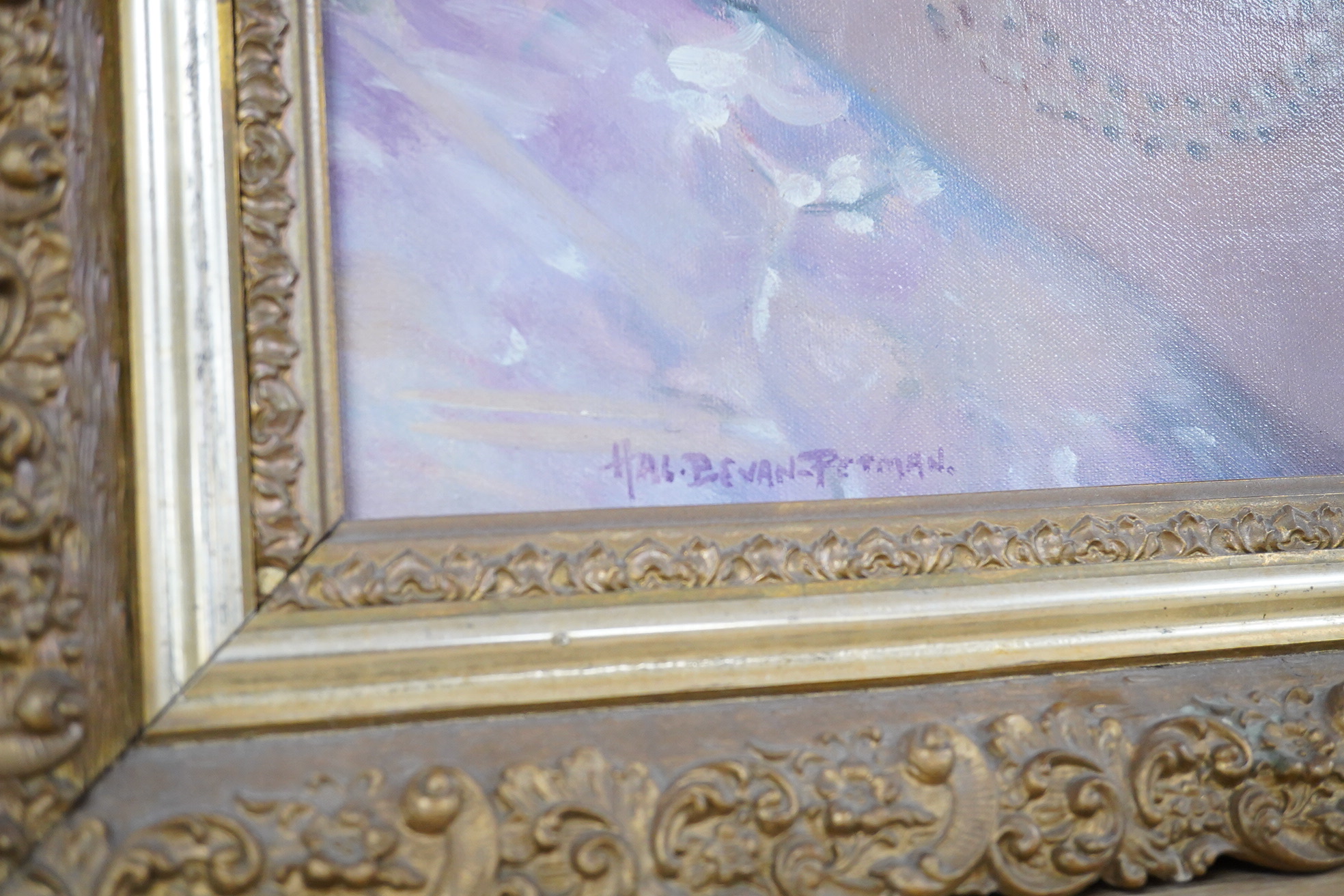 Hal Bevan-Petman (Scottish, 1894-1980), Portrait of a military officer and a companion portrait of a lady, two oil on canvases, both signed, largest 59 x 43cm